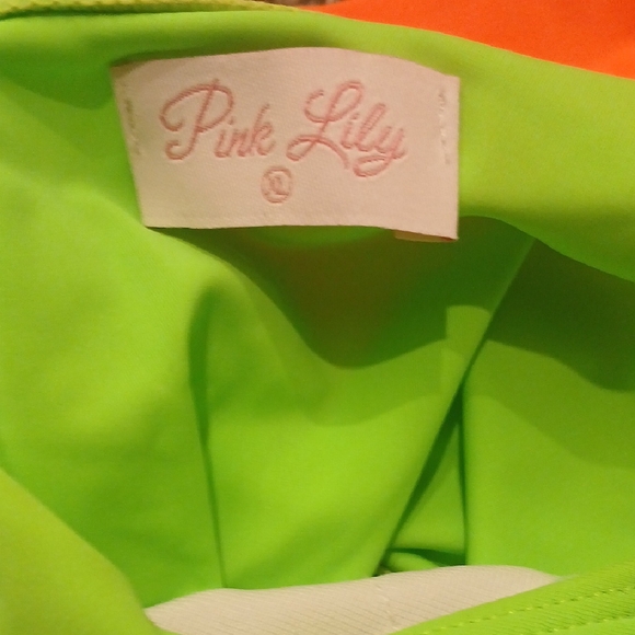 Pink Lily Women's One Piece Swimsuit Set - Neon Green, Orange, and Pink - Picture 5 of 5